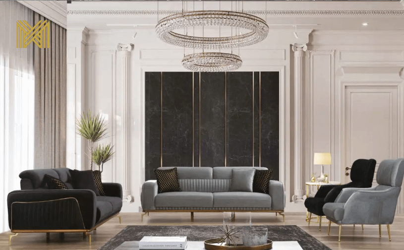 Complete Interieur Set Palermo: Luxe Velvet Bankstel 3+3+1, TV-Unit, Eetkamer Set, Slaapkamer Set... - Afbeelding 2
